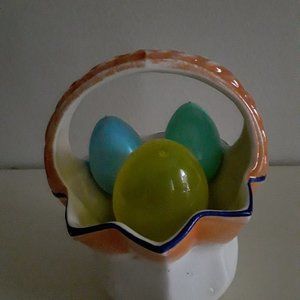 Vintage Ceramic Basket with Handle - Made in Czechoslovakia